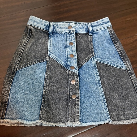 Rails The Oakwood Acid Patchwork high-waisted denim mini skirt 23 - Picture 3 of 5